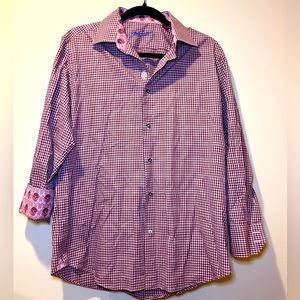 ROBERT GRAHAM Long Sleeve Button Down Flip Cuff Shirt - Size‎ Medium Purple